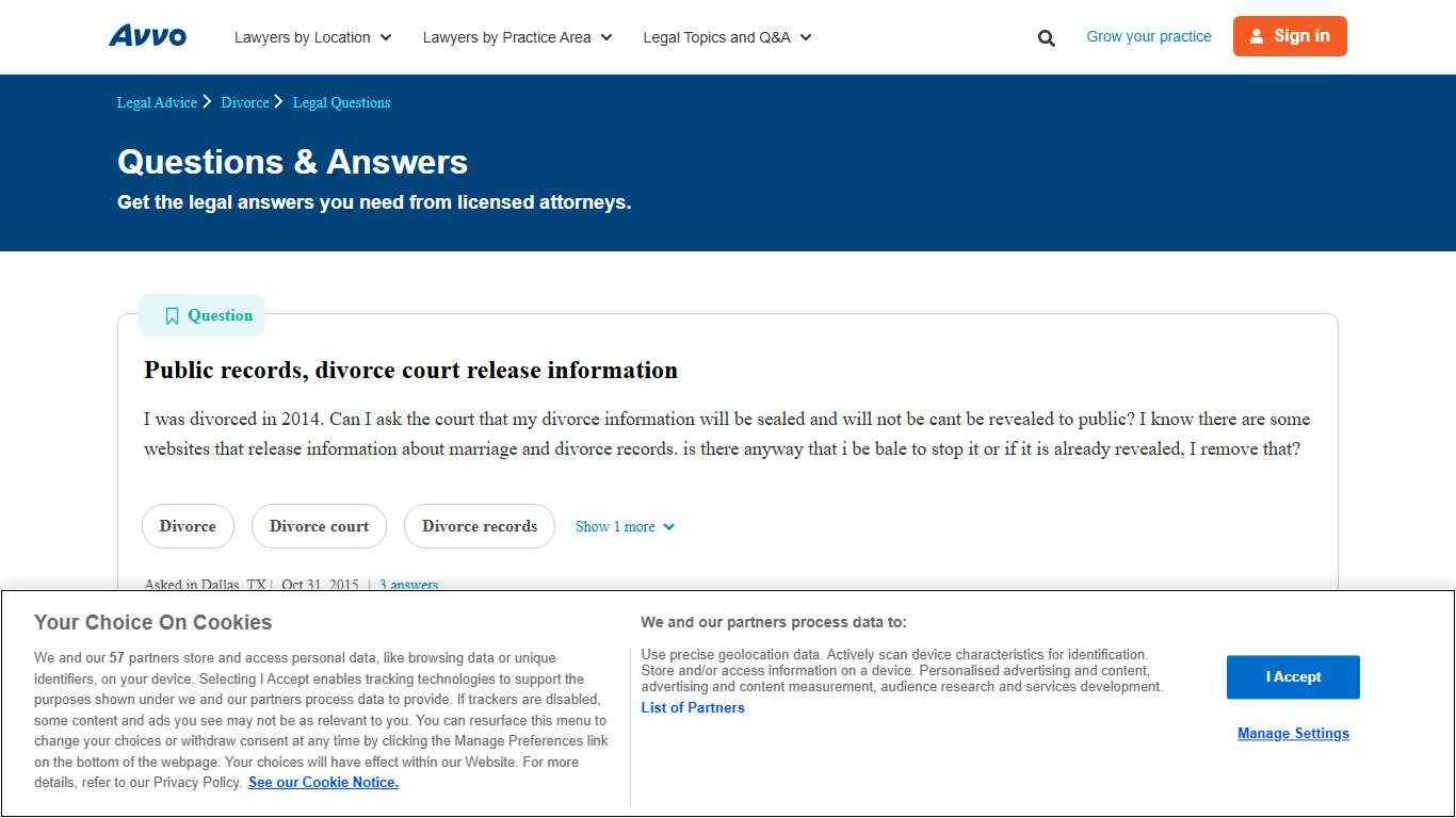 Public records, divorce court release information - Legal Answers